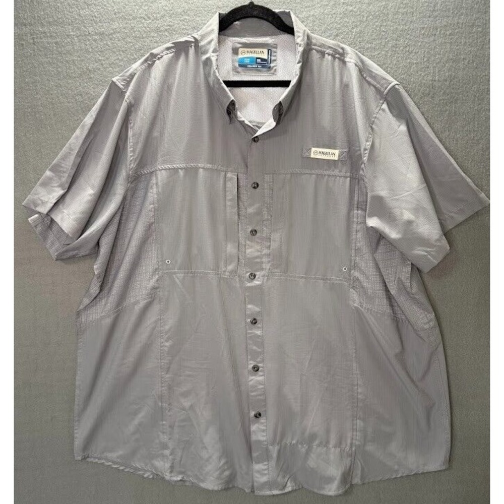Magellan Fish Gear Shirt Men 3XL Gray Button Up Short Sleeve Lightweight Wicking